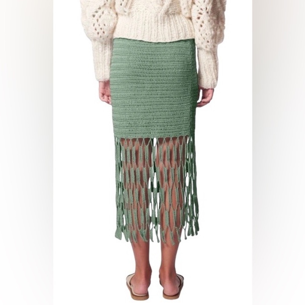 Ayni Lined Crochet Midi Skirt In Mint — image 3 of 3